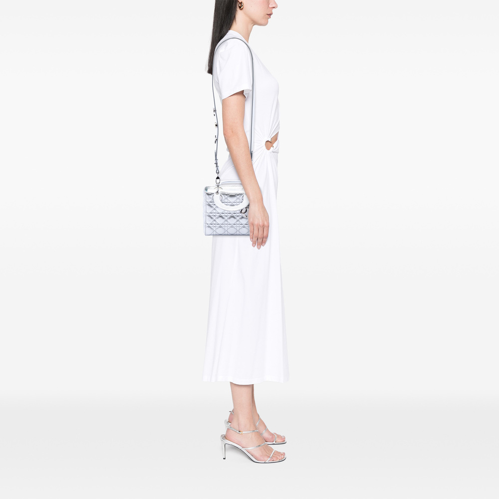 Pre-Loved Dior Small Metallic Grained Calfskin Cannage My ABCDior Lady Dior - Picture 6 of 7